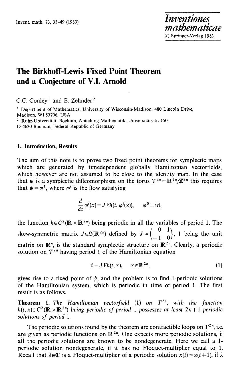 The Birkhoff-Lewis fixed point theorem and a conjecture of V.I. Arnold by Unknown