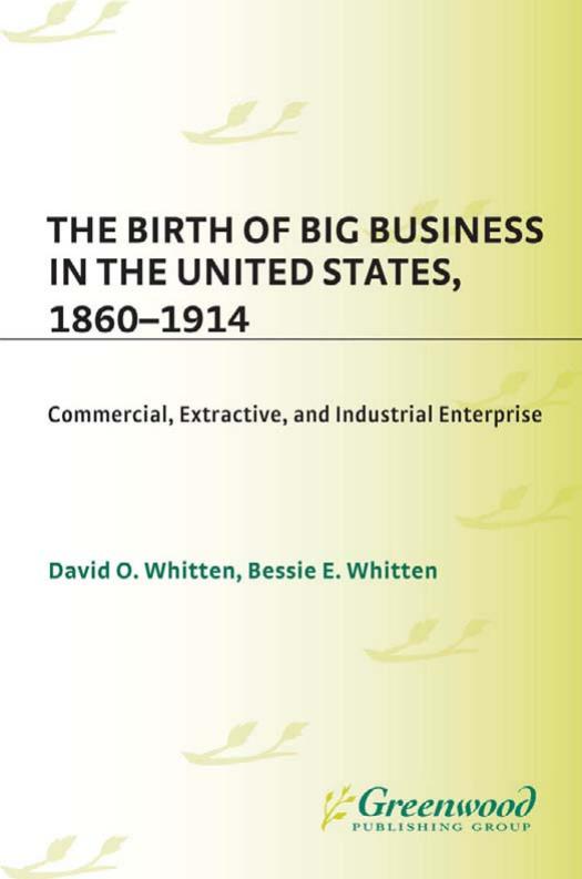 The Birth of Big Business in the United States, 1860-1914: Commercial, Extractive, and Industrial Enterprise by David O. Whitten Bessie E. Whitten
