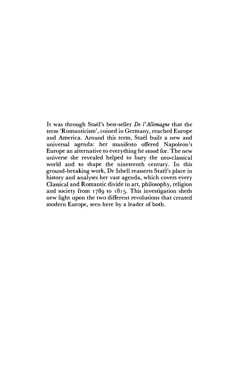 The Birth of European Romanticism: Truth and Propaganda in Staël’s ’De l’Allemagne’, 1810-1813 by John Claiborne Isbell