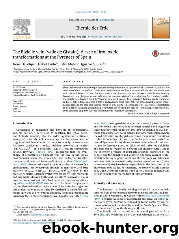 The Bizielle vein (valle de Gistain): A case of iron oxide transformations at the Pyrenees of Spain by Irene DeFelipe & Isabel Fanlo & Ester Mateo & Ignacio Subías