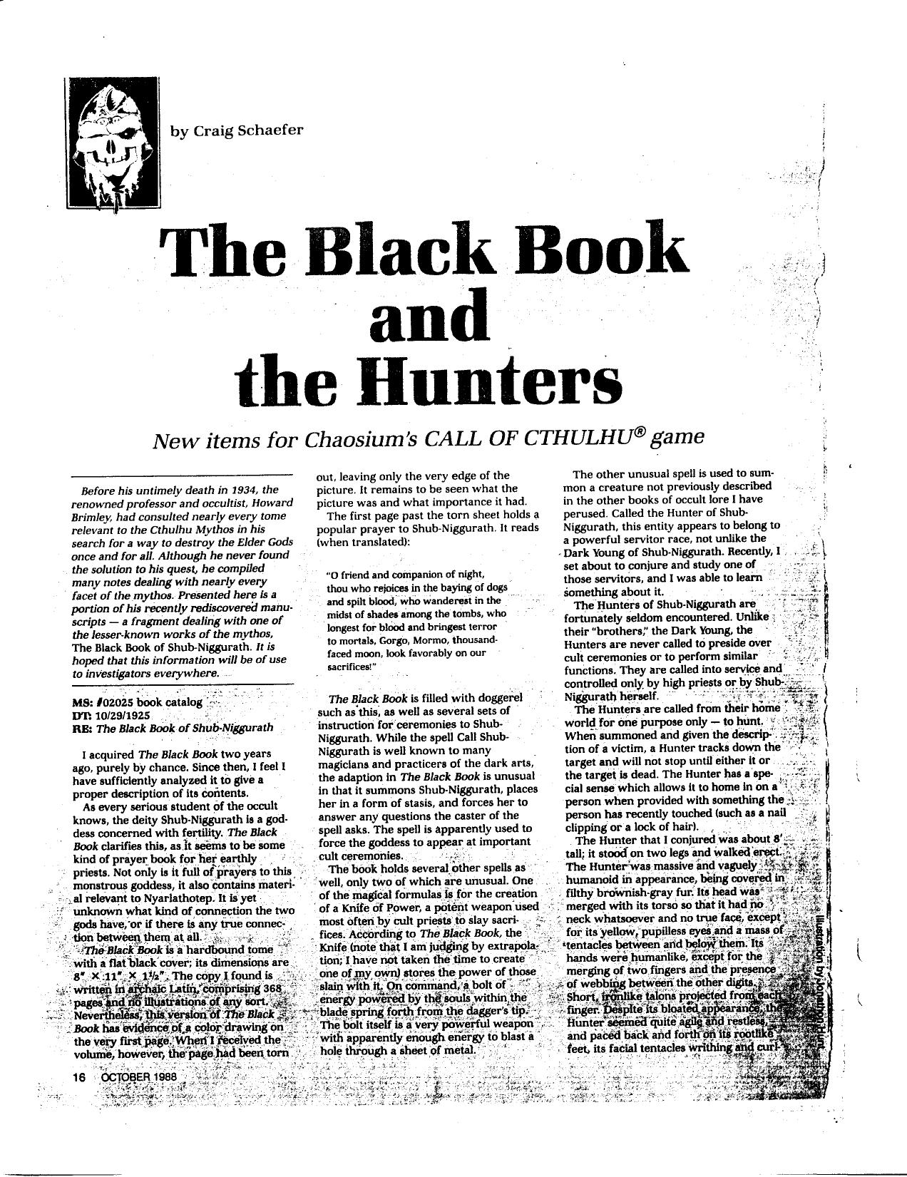 The Black Book & the Hunters by Unknown