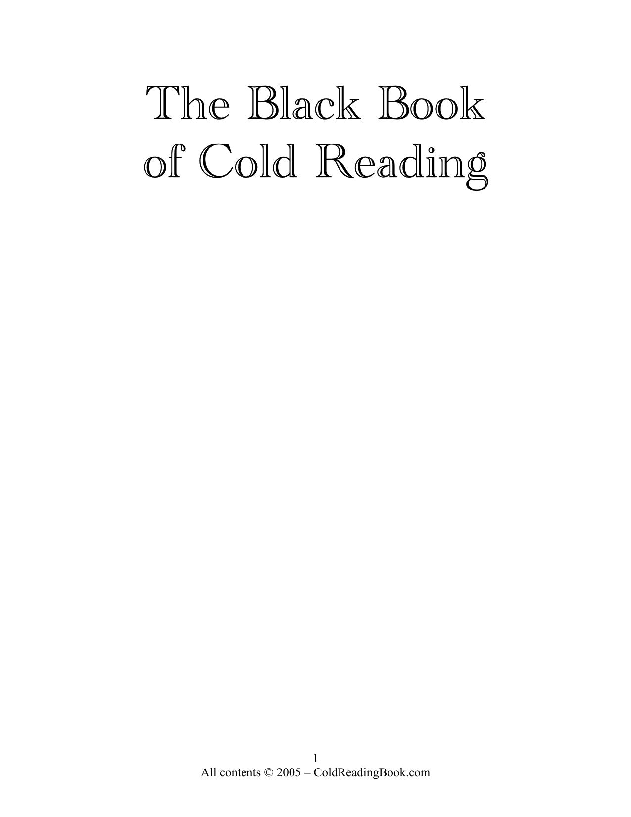 The Black Book by The black book of cold reading (2005)