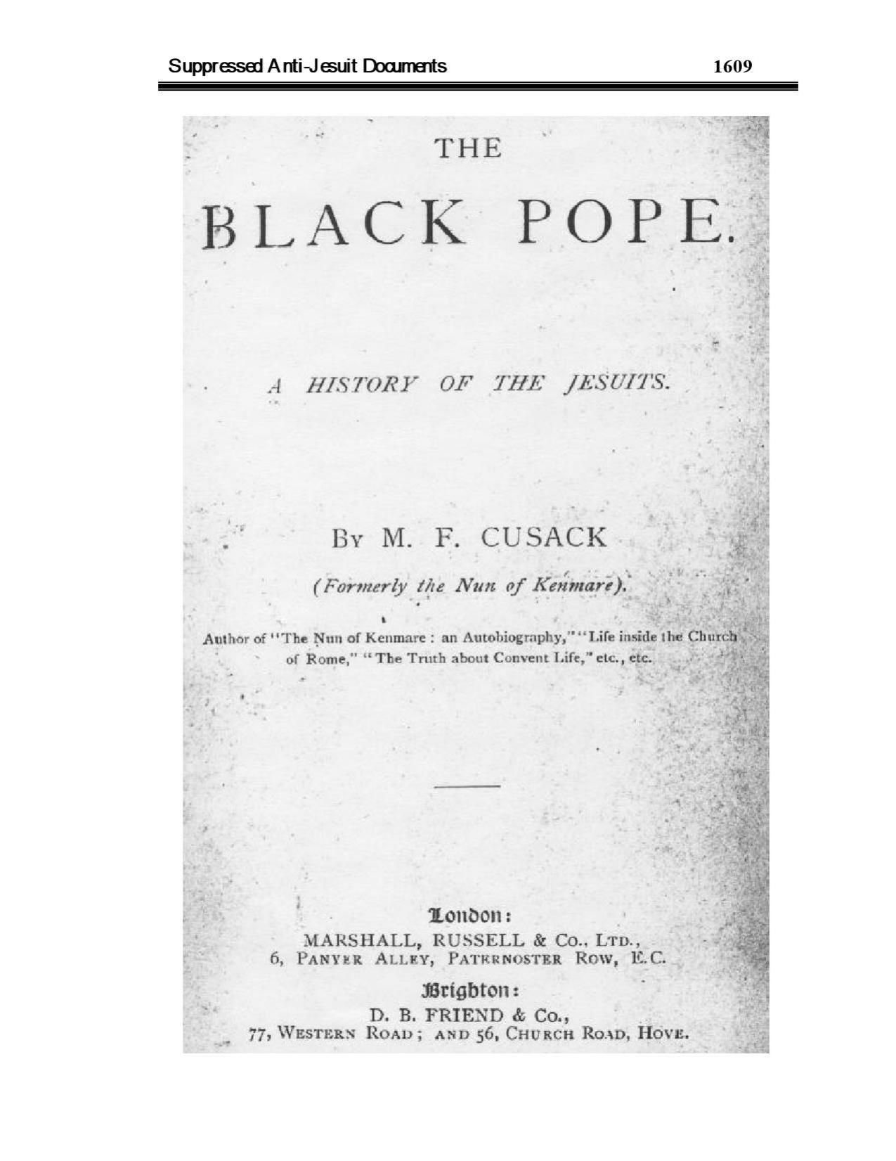 The Black Pope by A History of the Jesuits (1896)
