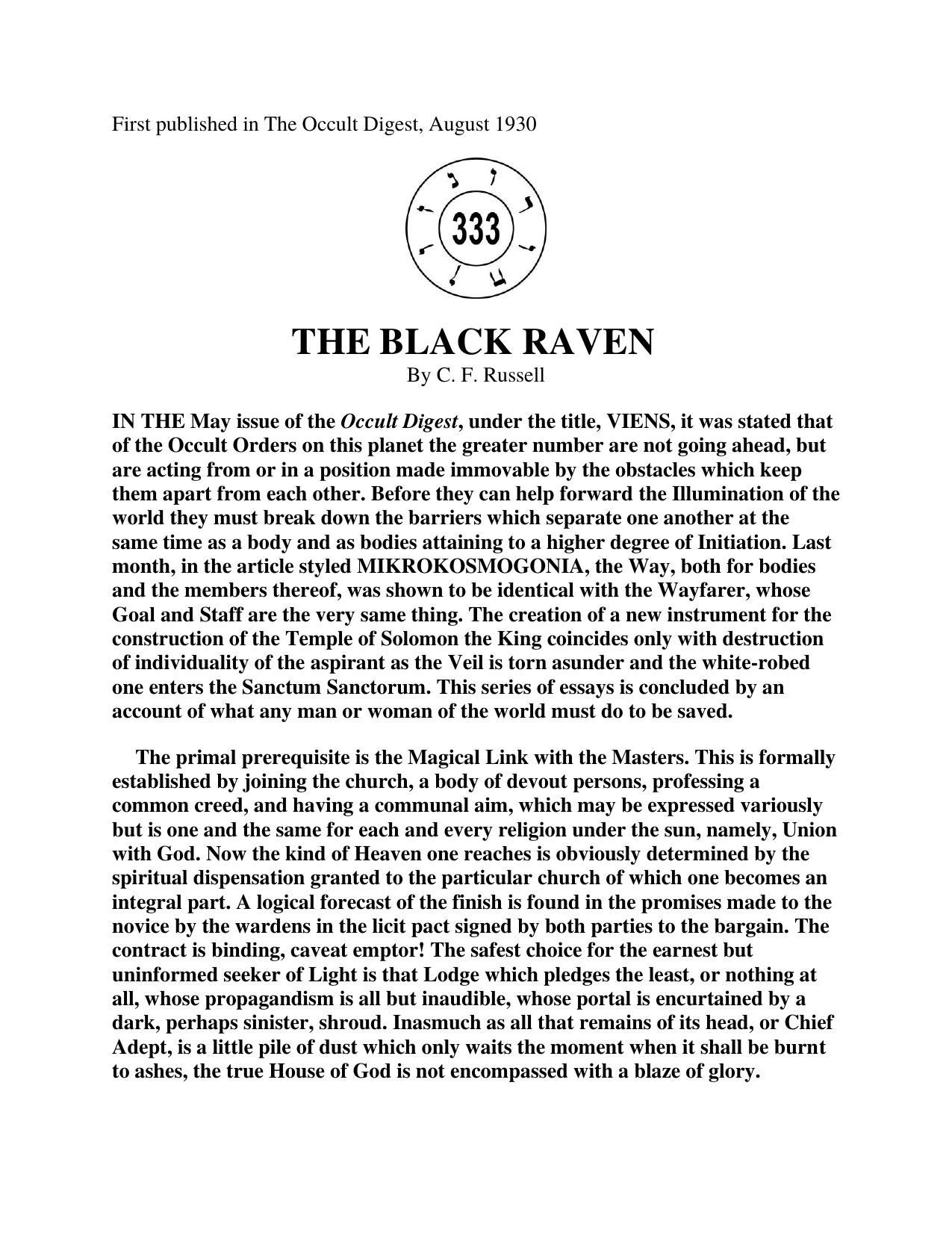 The Black Raven by Kevin Davis