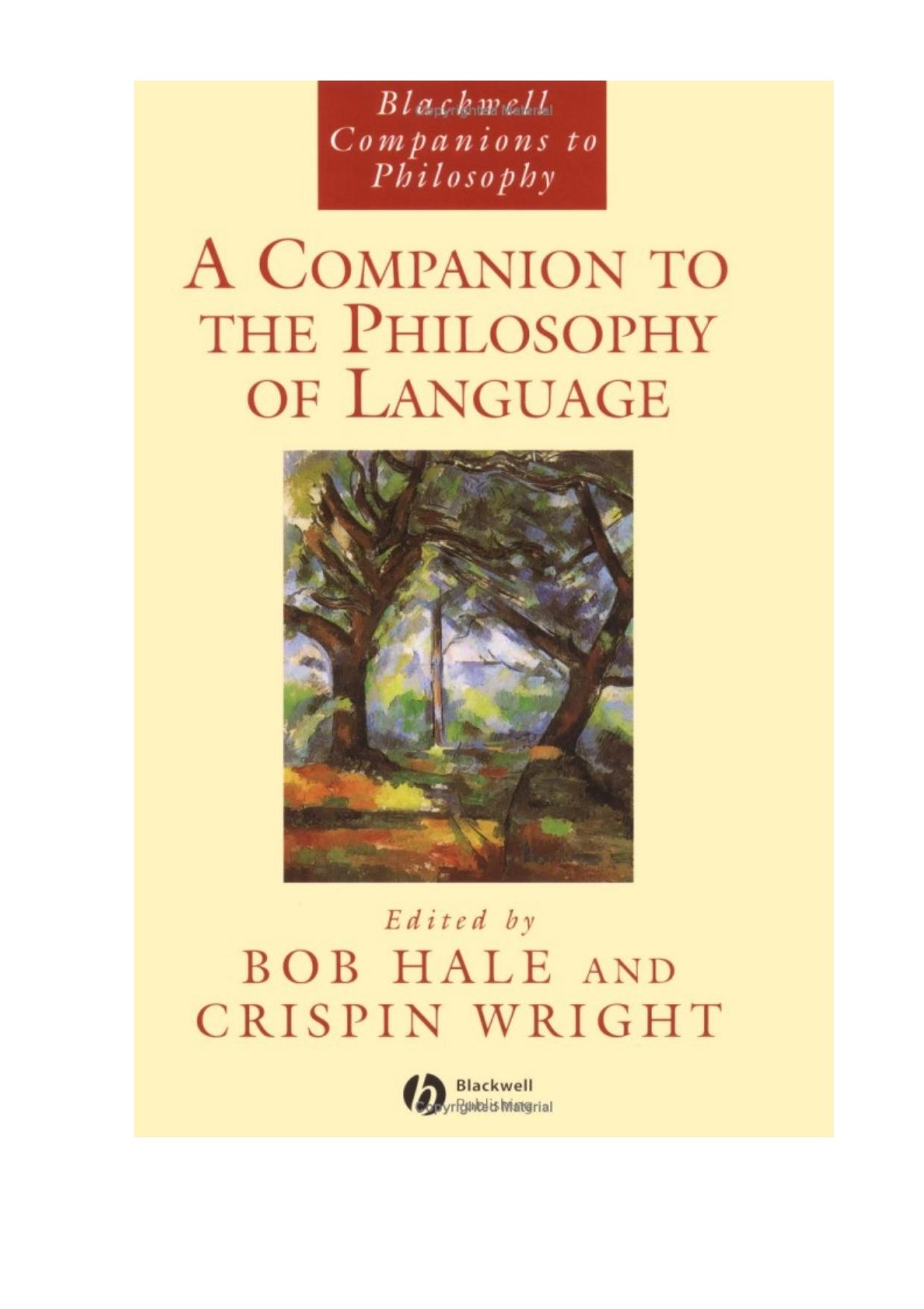 The Blackwell Companion to the Philosophy of Language by Hale Wright