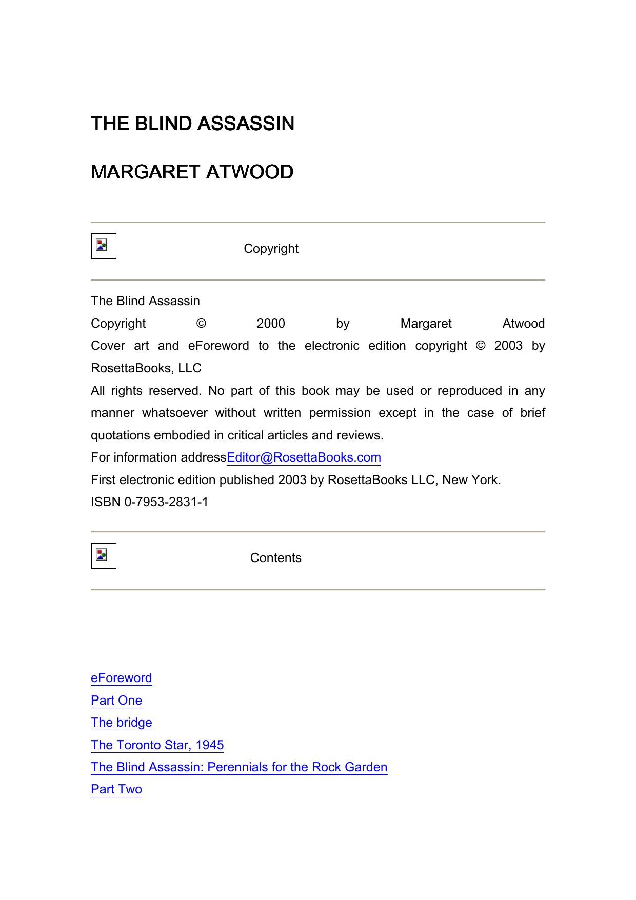 The Blind Assassin: A Novel by Margaret Atwood