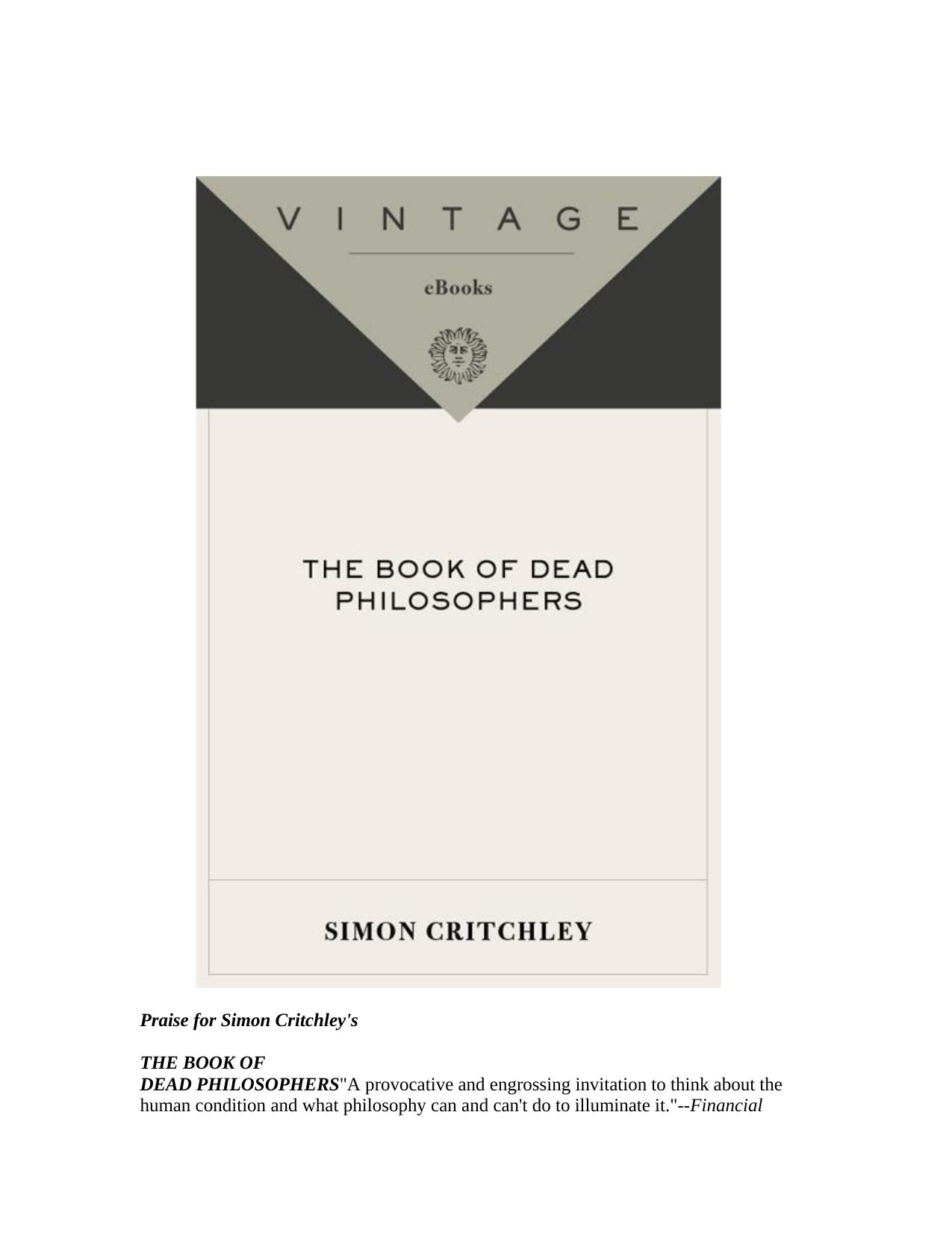 The Book of Dead Philosophers by Simon Critchley