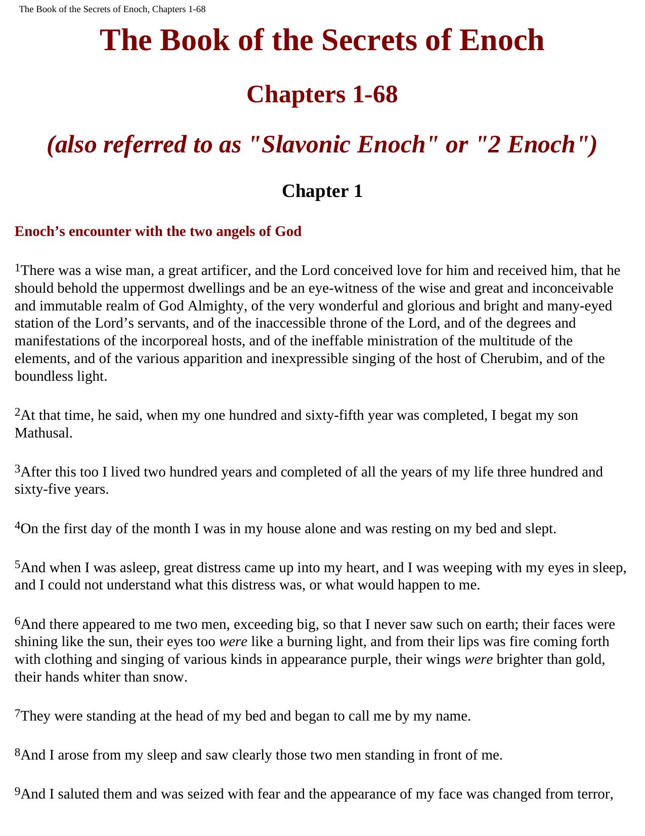 The Book of the Secrets of Enoch, Chapters 1-68 by Unknown