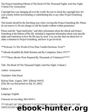 The Book of the Thousand Nights and One Night, Volume I by Anonymous