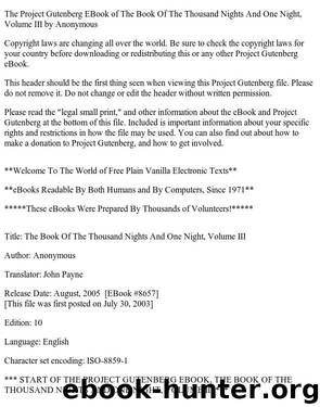 The Book of the Thousand Nights and One Night, Volume III by Anonymous