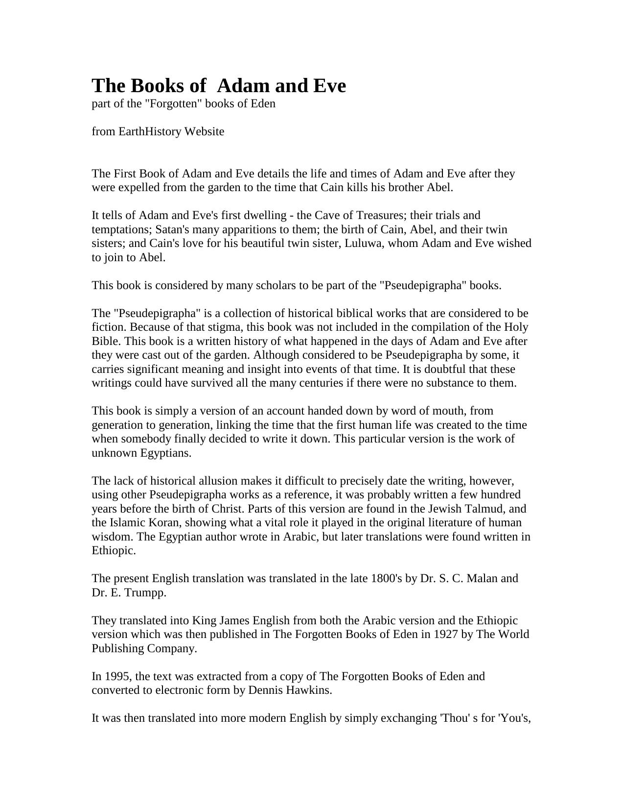 The Books of Adam and Eve.txt by Compaq_Administrator