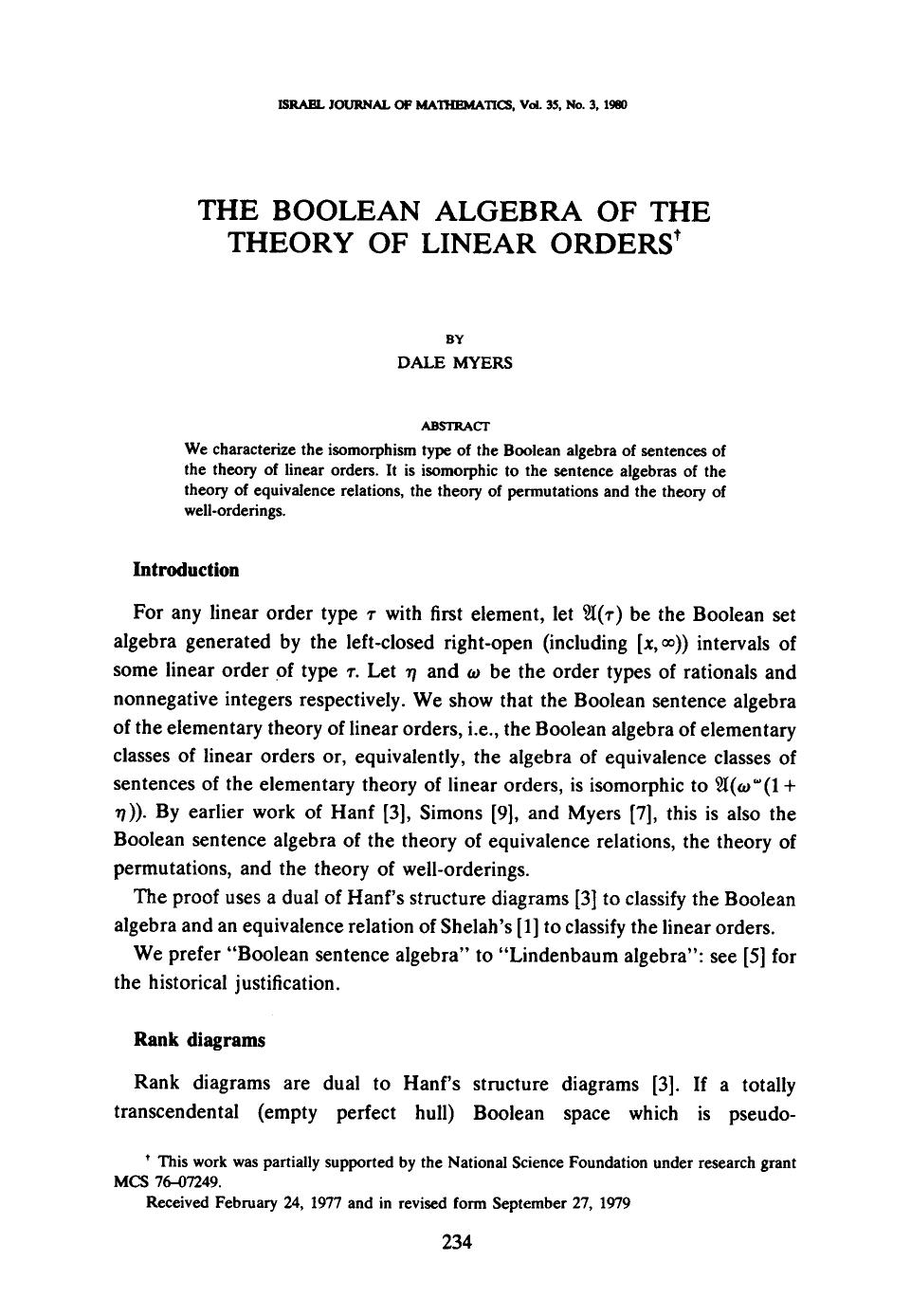 The Boolean algebra of the theory of linear orders by Unknown