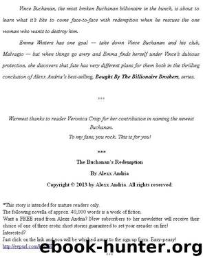 The Buchanan's Redemption (Billionaire romance) by Alexx Andria