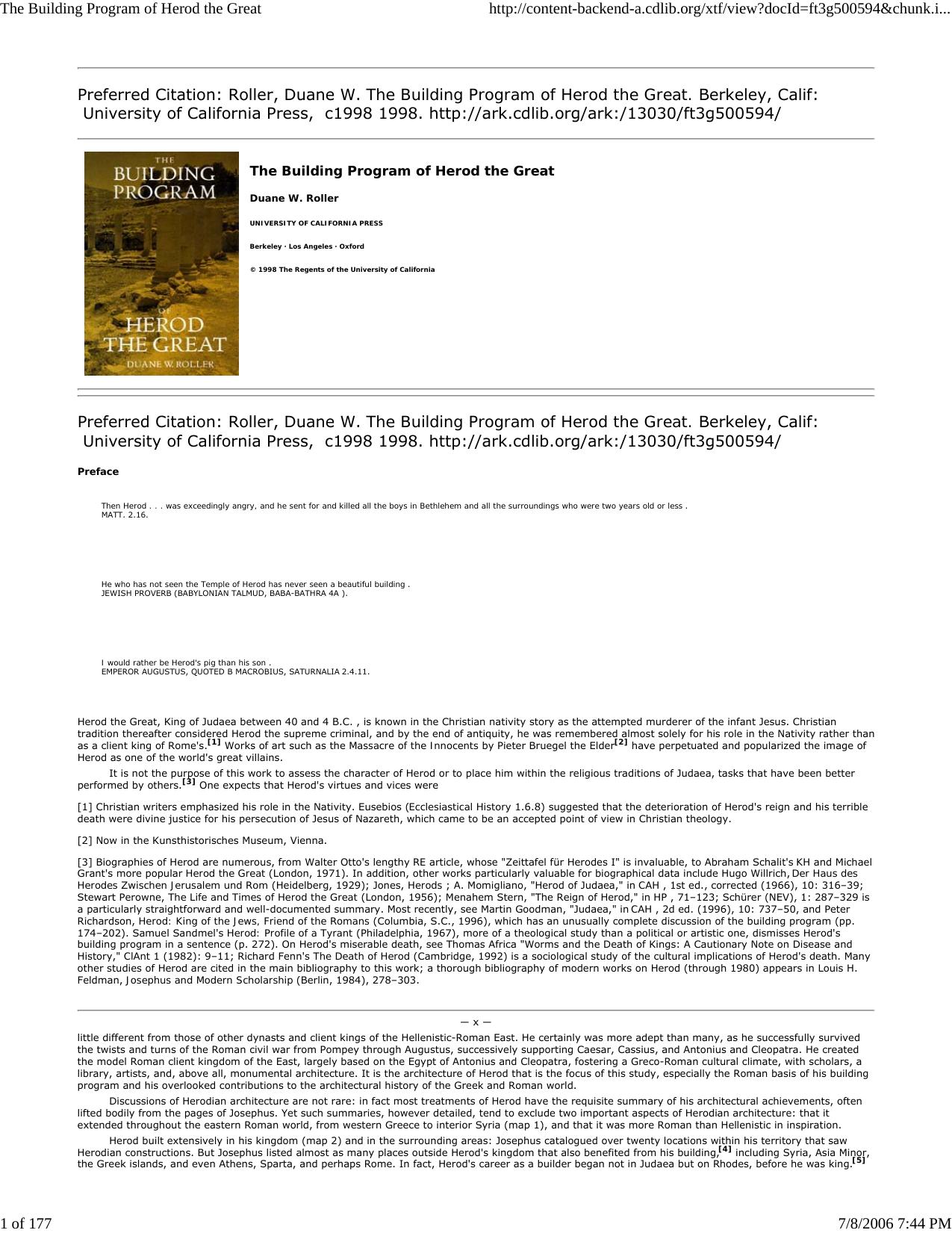 The Building Program of Herod the Great by Master Clark
