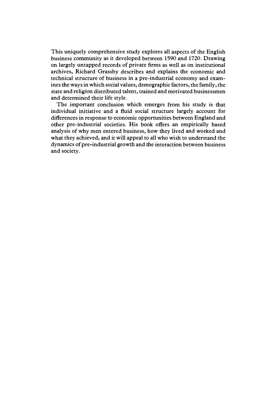 The Business Community of Seventeenth-Century England by Richard Grassby