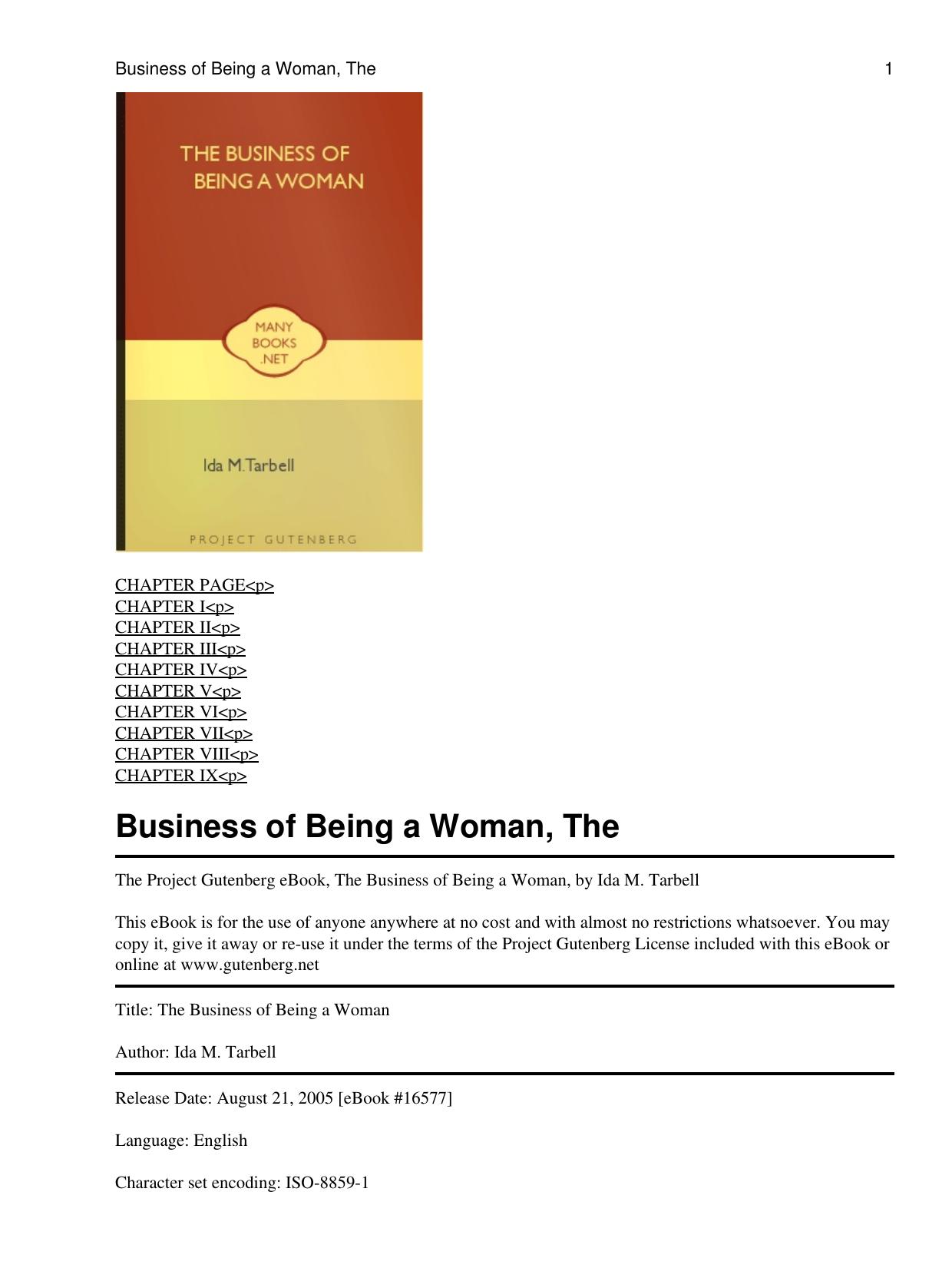 The Business of Being a Woman (1912) by Ida M Tarbell