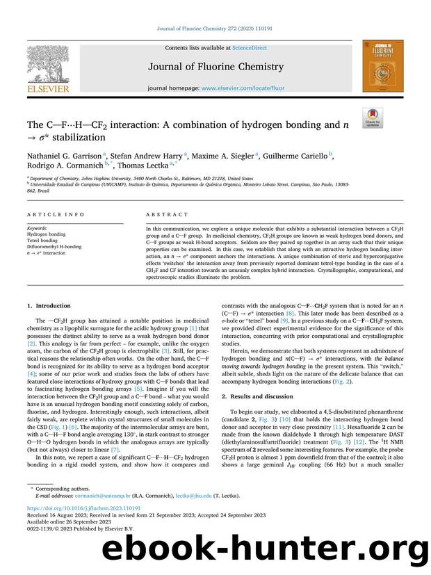 The C[sbnd]FÃ¢Ã¢Ã¢H[sbnd]CF2 interaction: A combination of hydrogen bonding and n ÃÂ Ã¢ÃÂ  Ã * stabilization by unknow