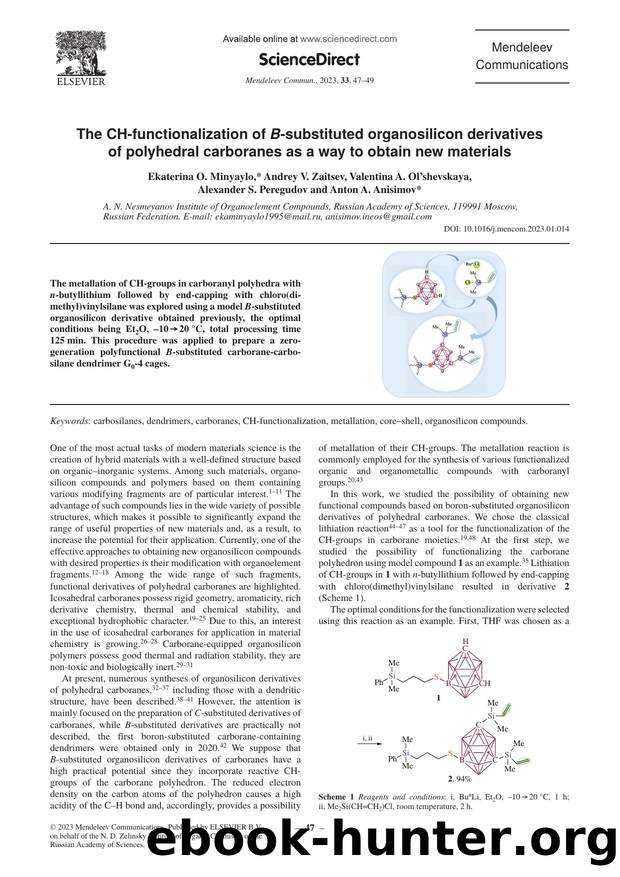 The CH-functionalization of B-substituted organosilicon derivatives of polyhedral carboranes as a way to obtain new materials by unknow