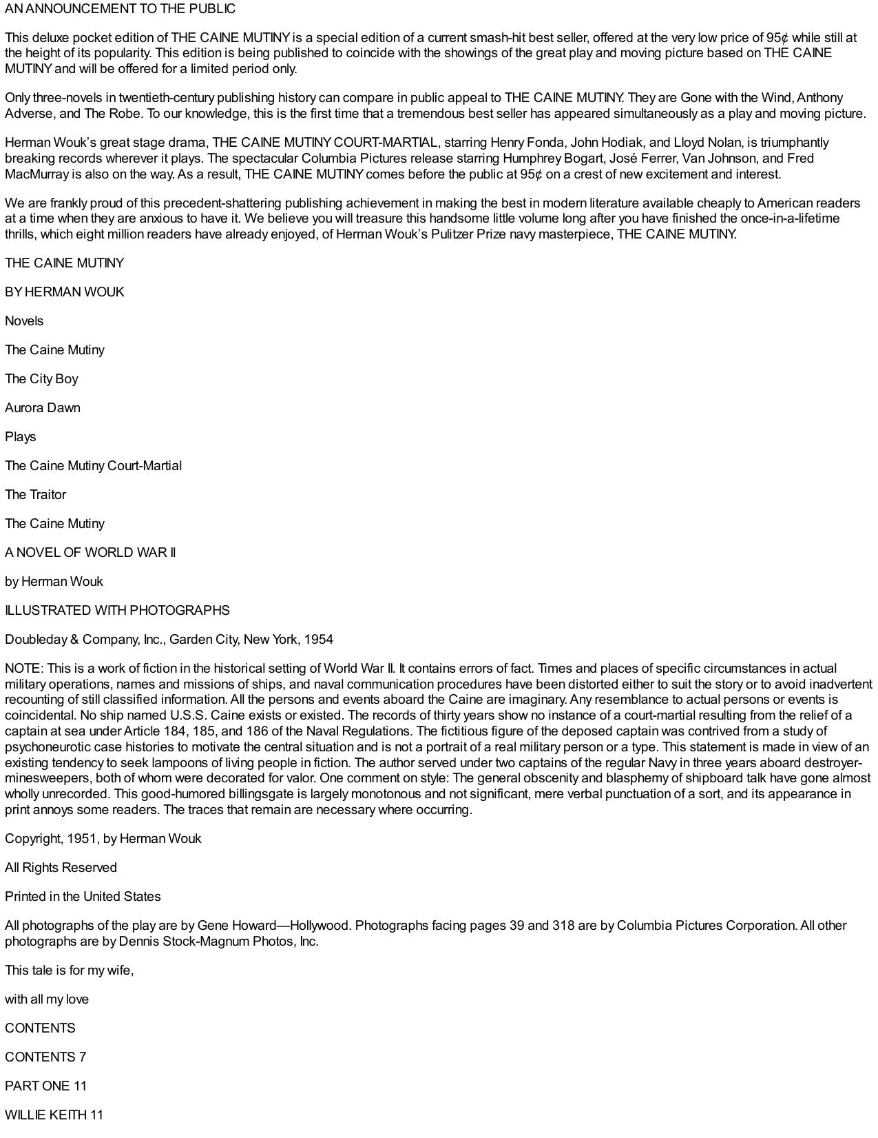 The Caine Mutiny by Unknown