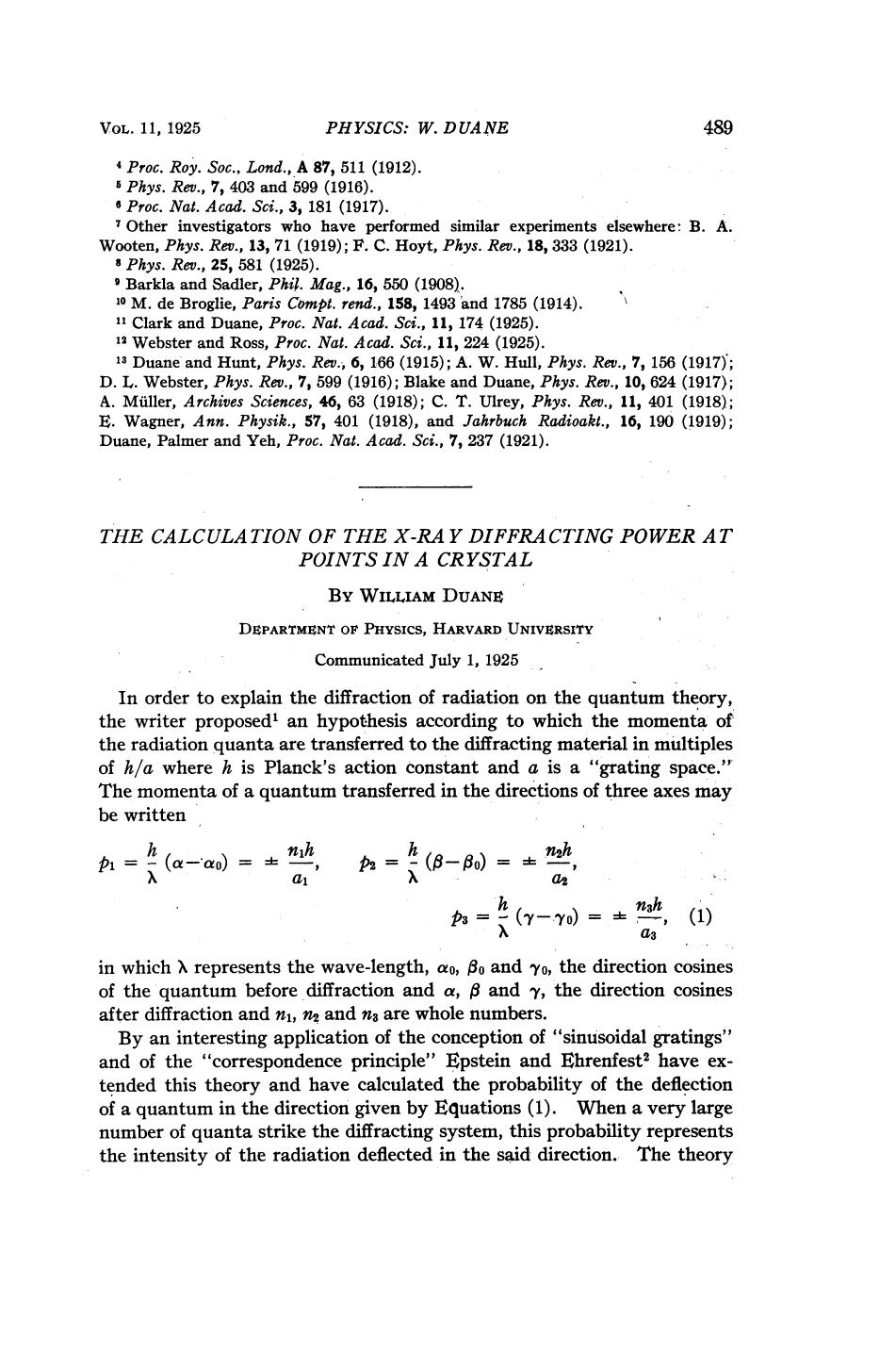 The Calculation of the X-Ray Diffracting Power at Points in a Crystal by Duane W