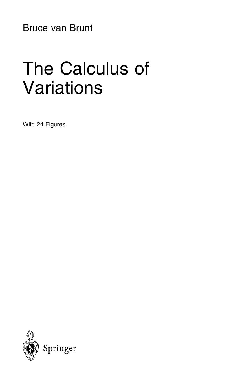 The Calculus of Variations by Bruce van Brunt