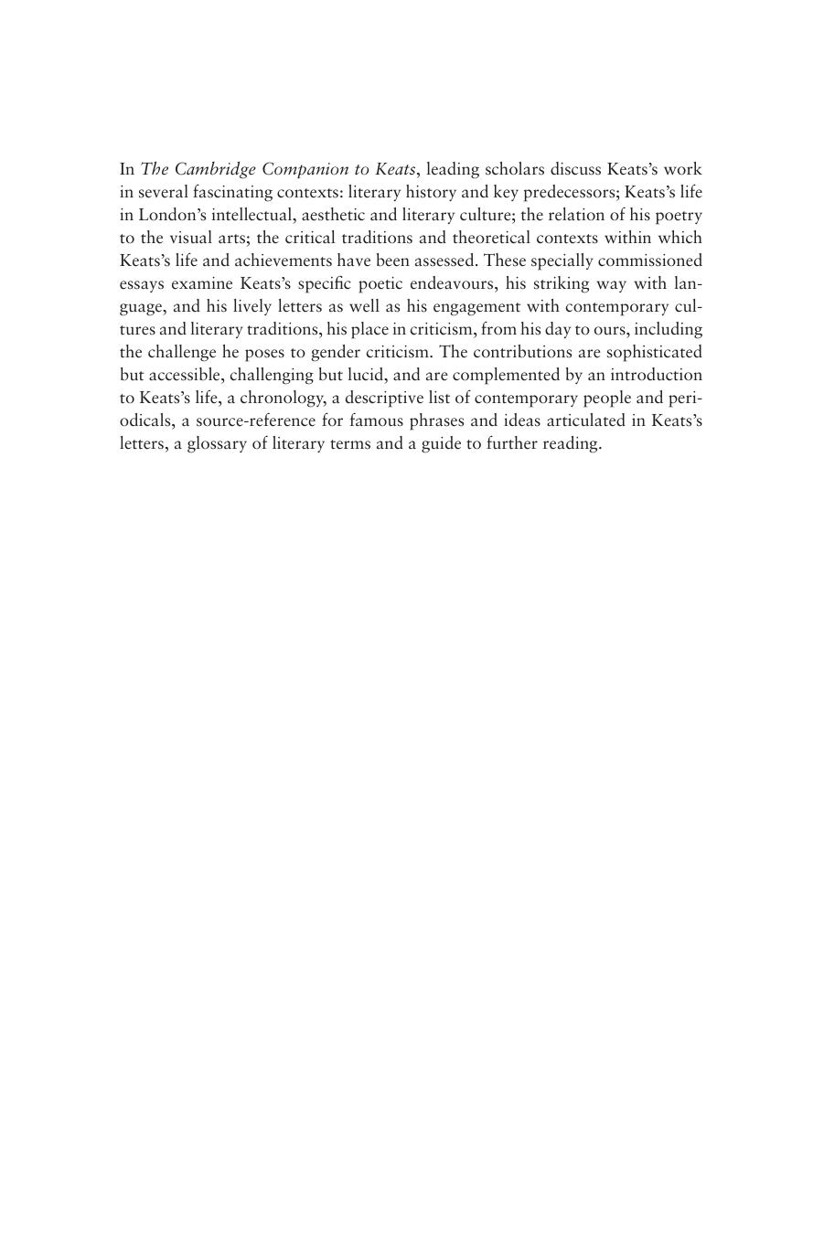 The Cambridge Companion to Keats by Susan J. Wolfson