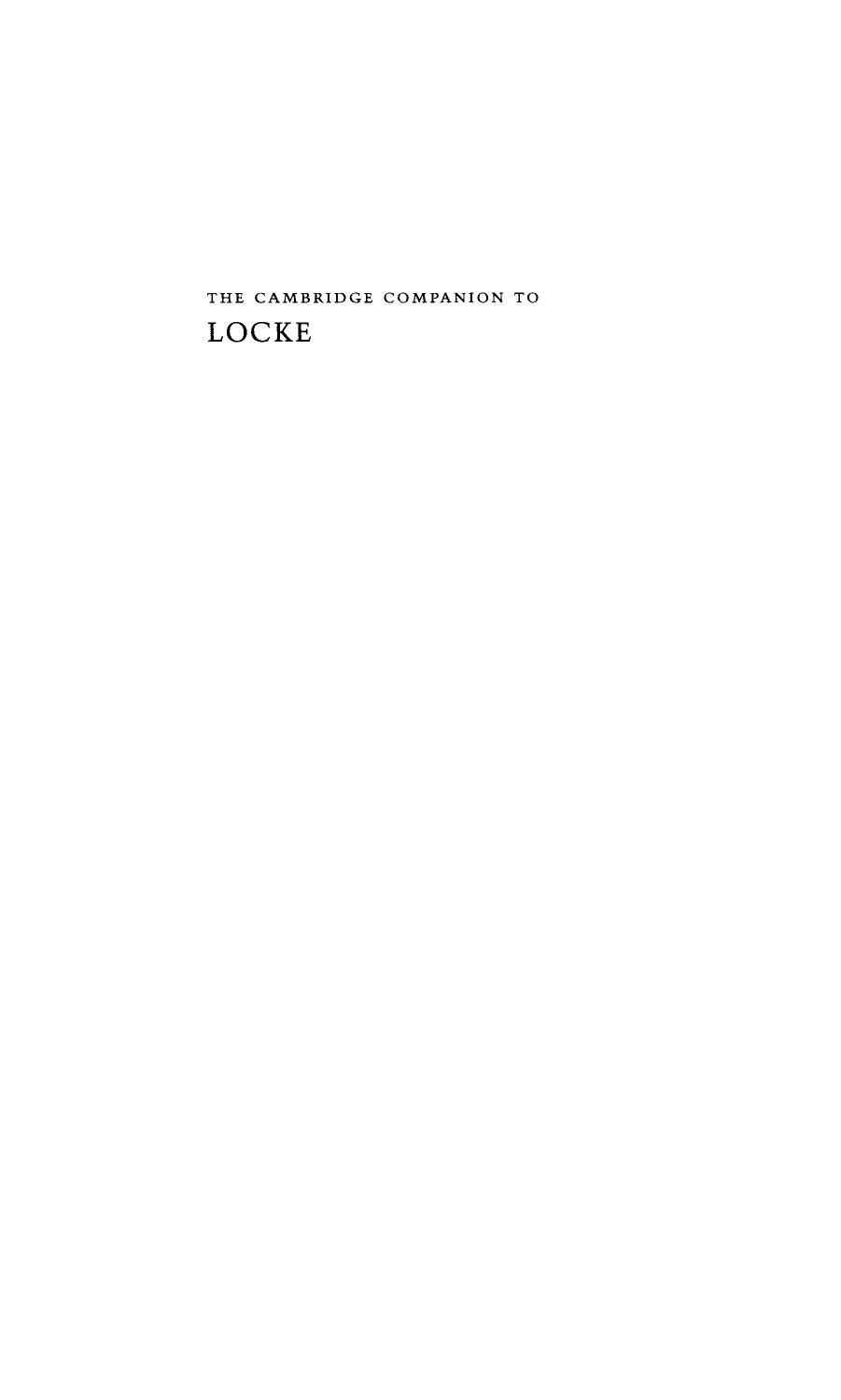 The Cambridge Companion to Locke by Vere Chappell