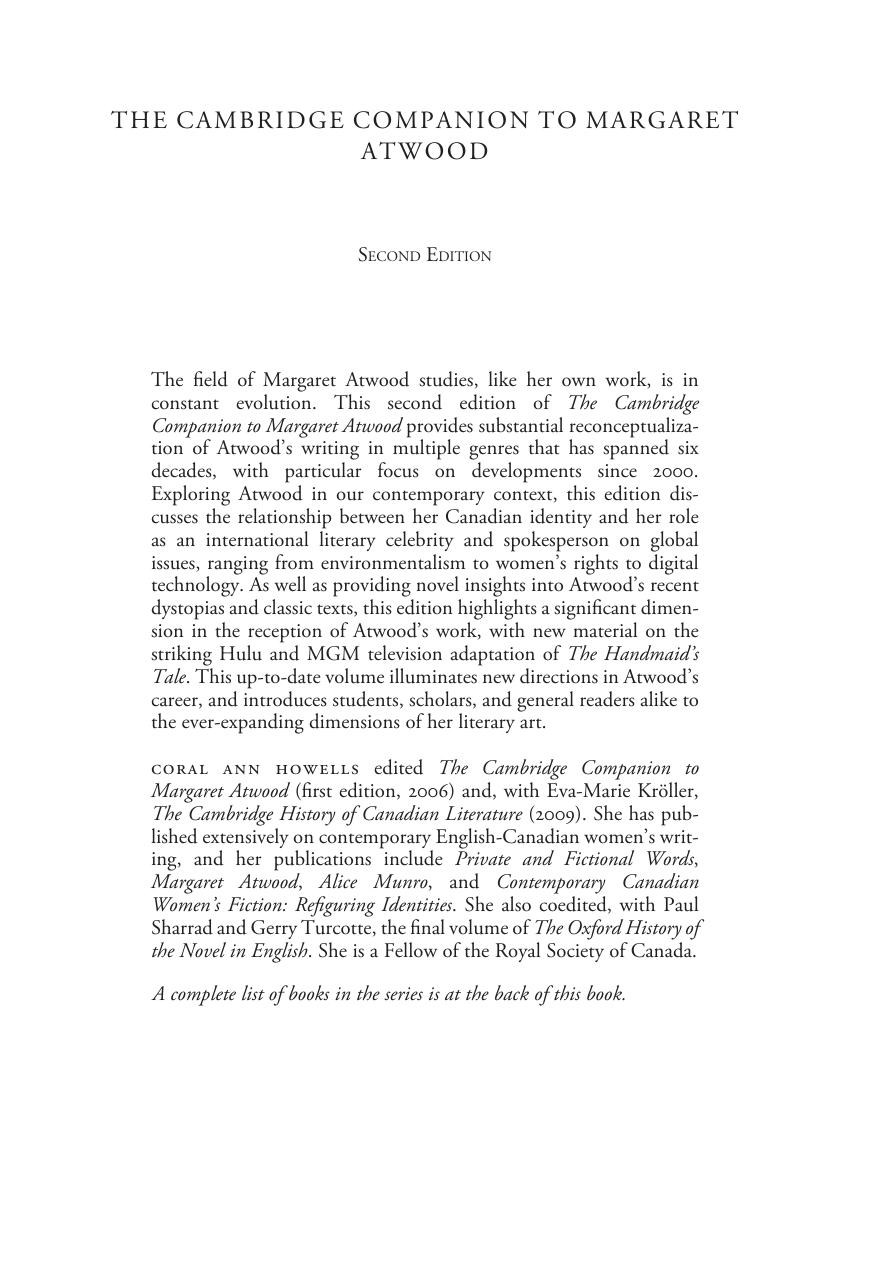 The Cambridge Companion to Margaret Atwood by Coral Ann Howells (editor)