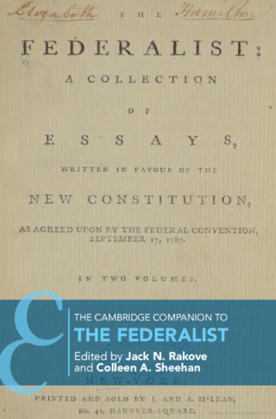 The Cambridge Companion to The Federalist by Jack N. Rakove Colleen A. Sheehan