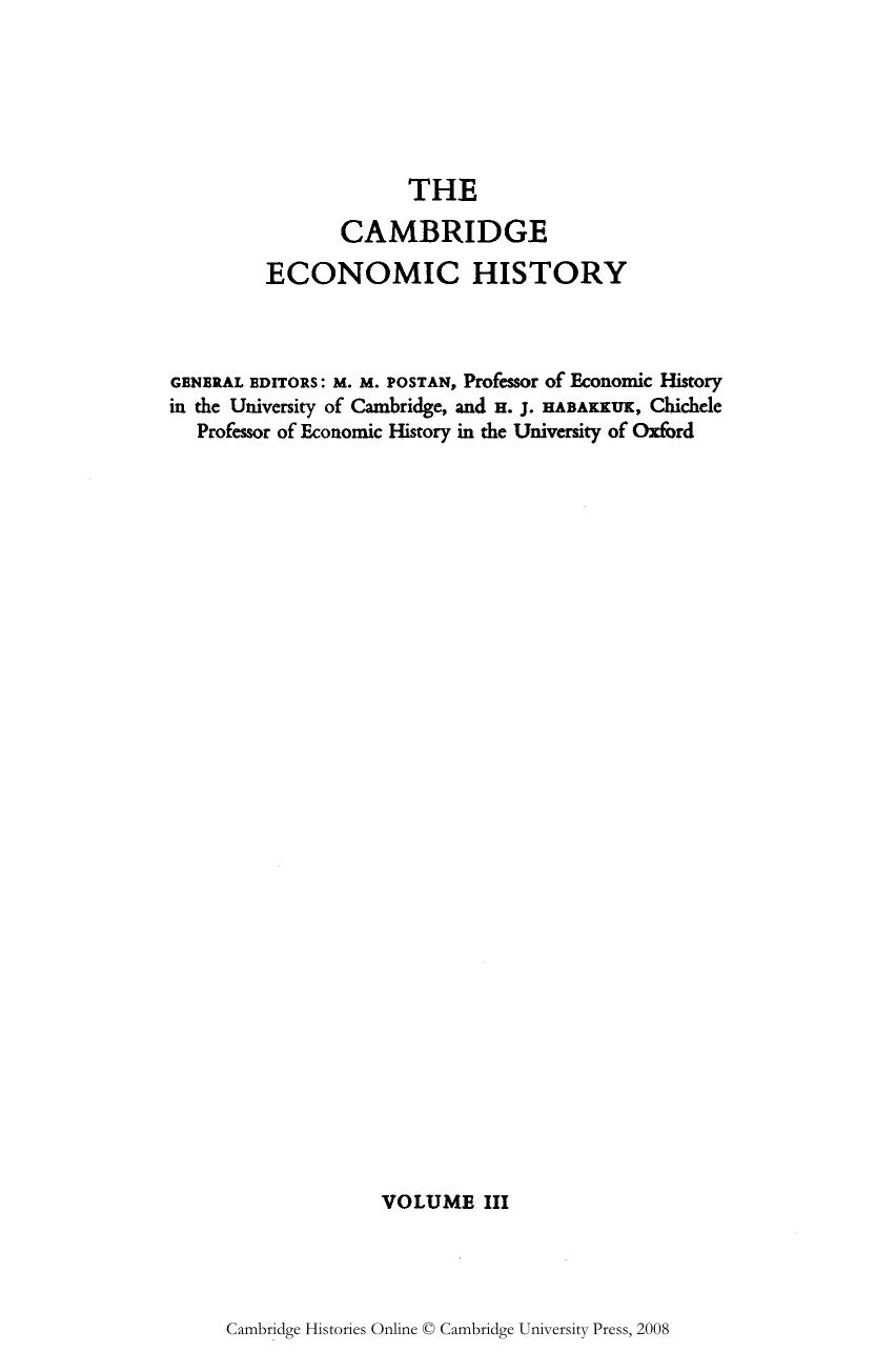 The Cambridge Economic History of Europe Vol 3 Economic Organization and Policies in the Middle Ages by Unknown
