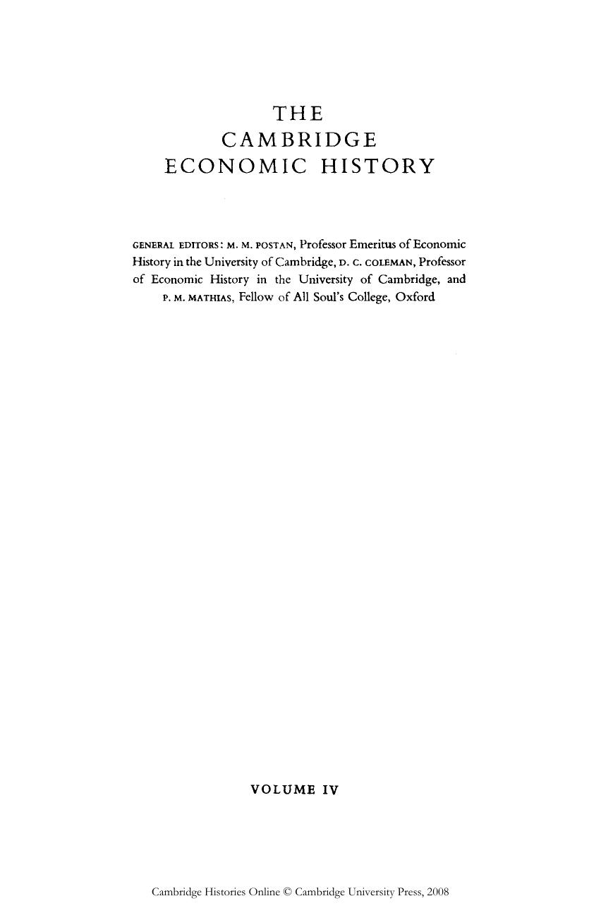The Cambridge Economic History of Europe, Volume 4 by Unknown