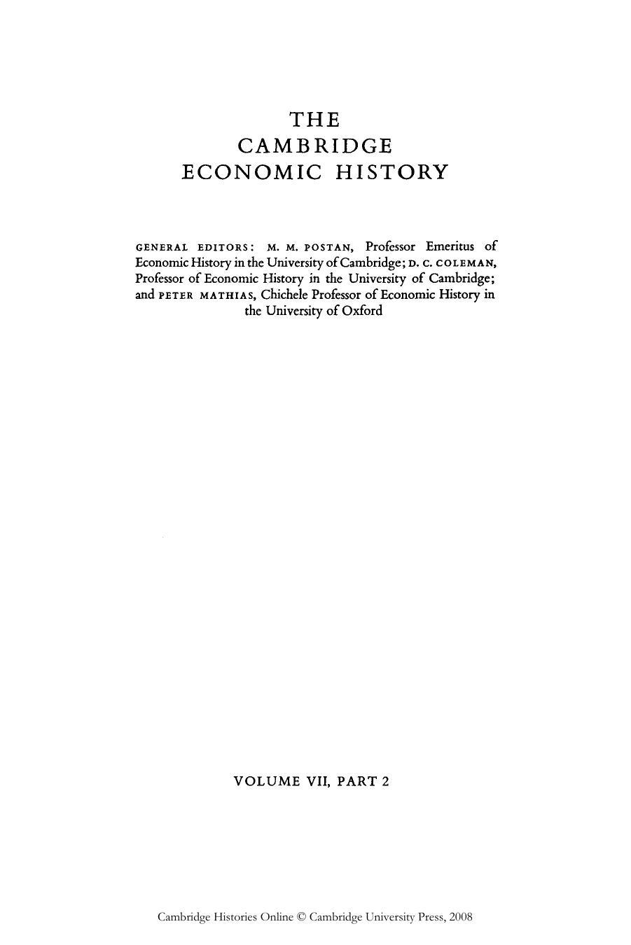 The Cambridge Economic History of Europe: The Industrial Economies: Capital, Labour and Enterprise: The United States, Japan and Russia by Peter Mathias M. M. Postan