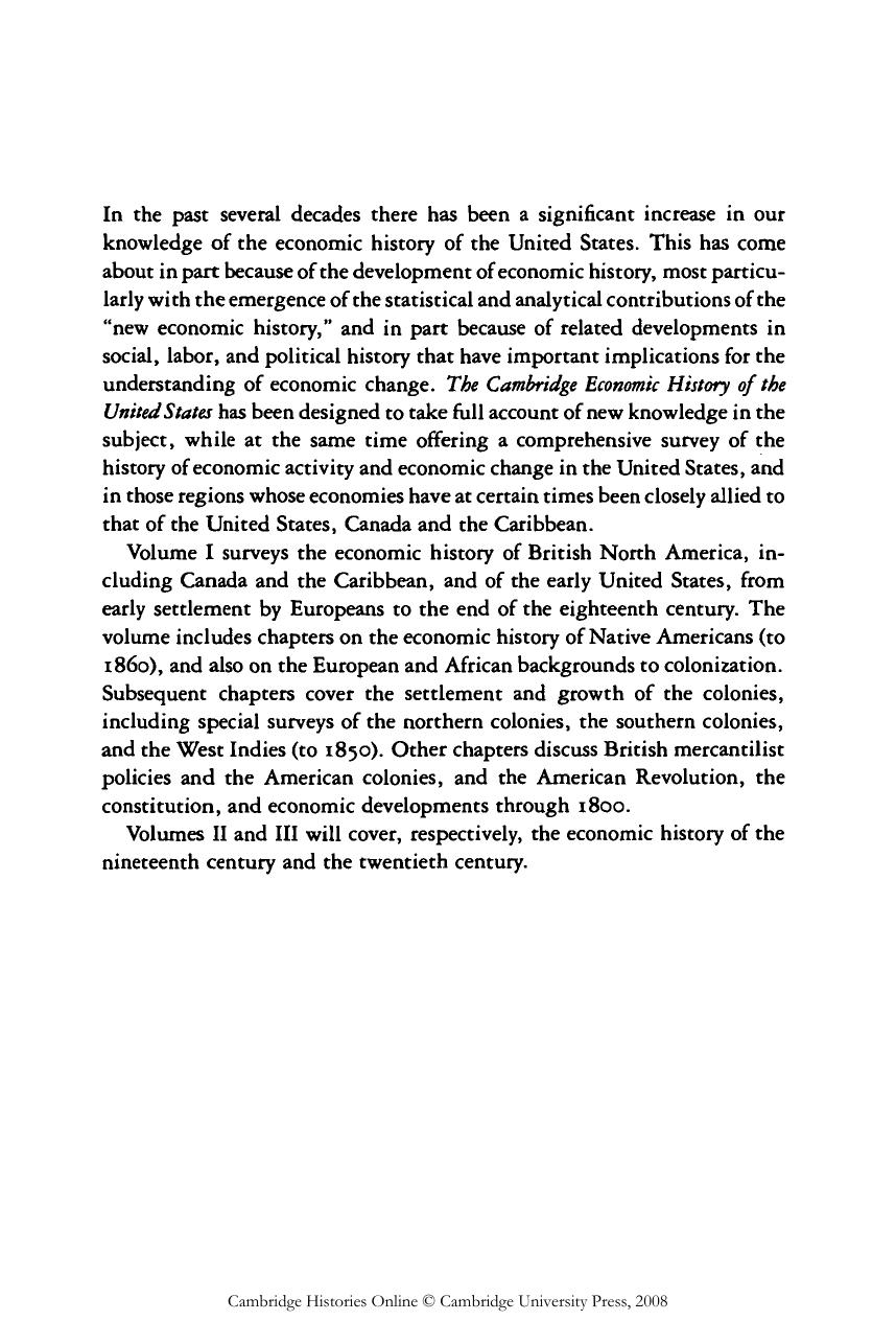 The Cambridge Economic History of the United States, Volume 1 by Unknown