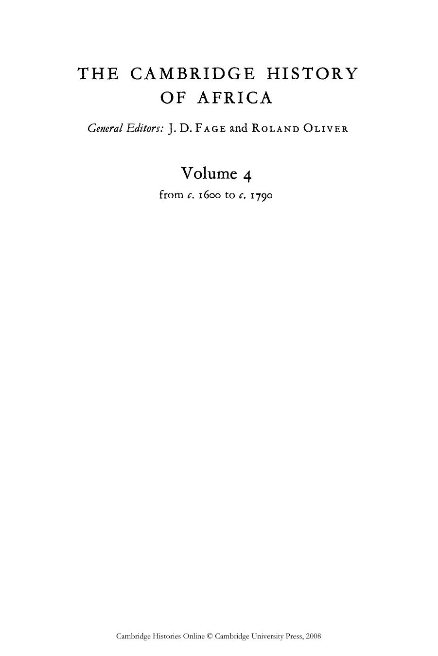 The Cambridge History of Africa (1600-1790) by Richard Gray