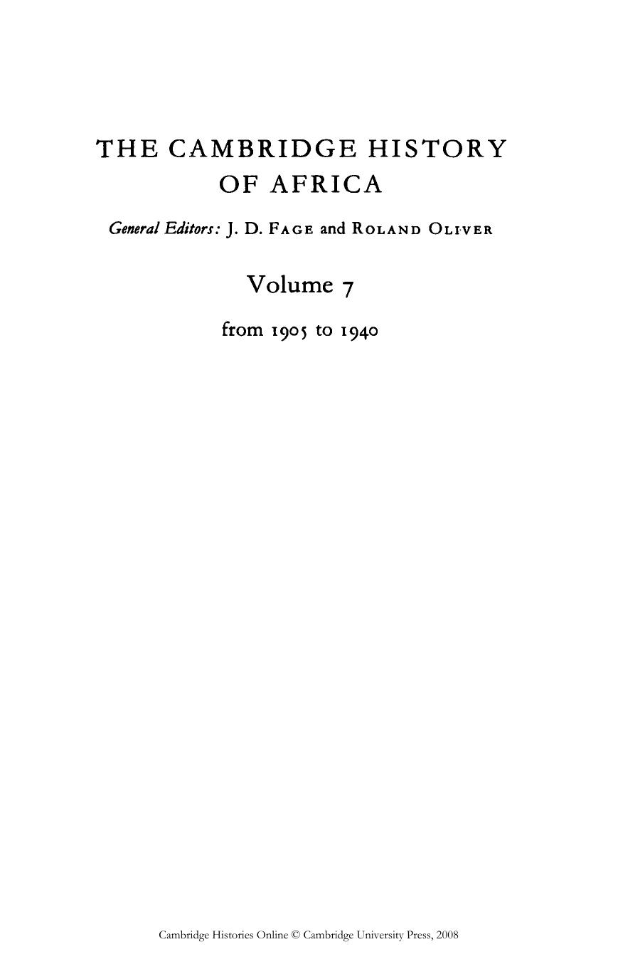 The Cambridge History of Africa (1905-1940) by A. D. Roberts