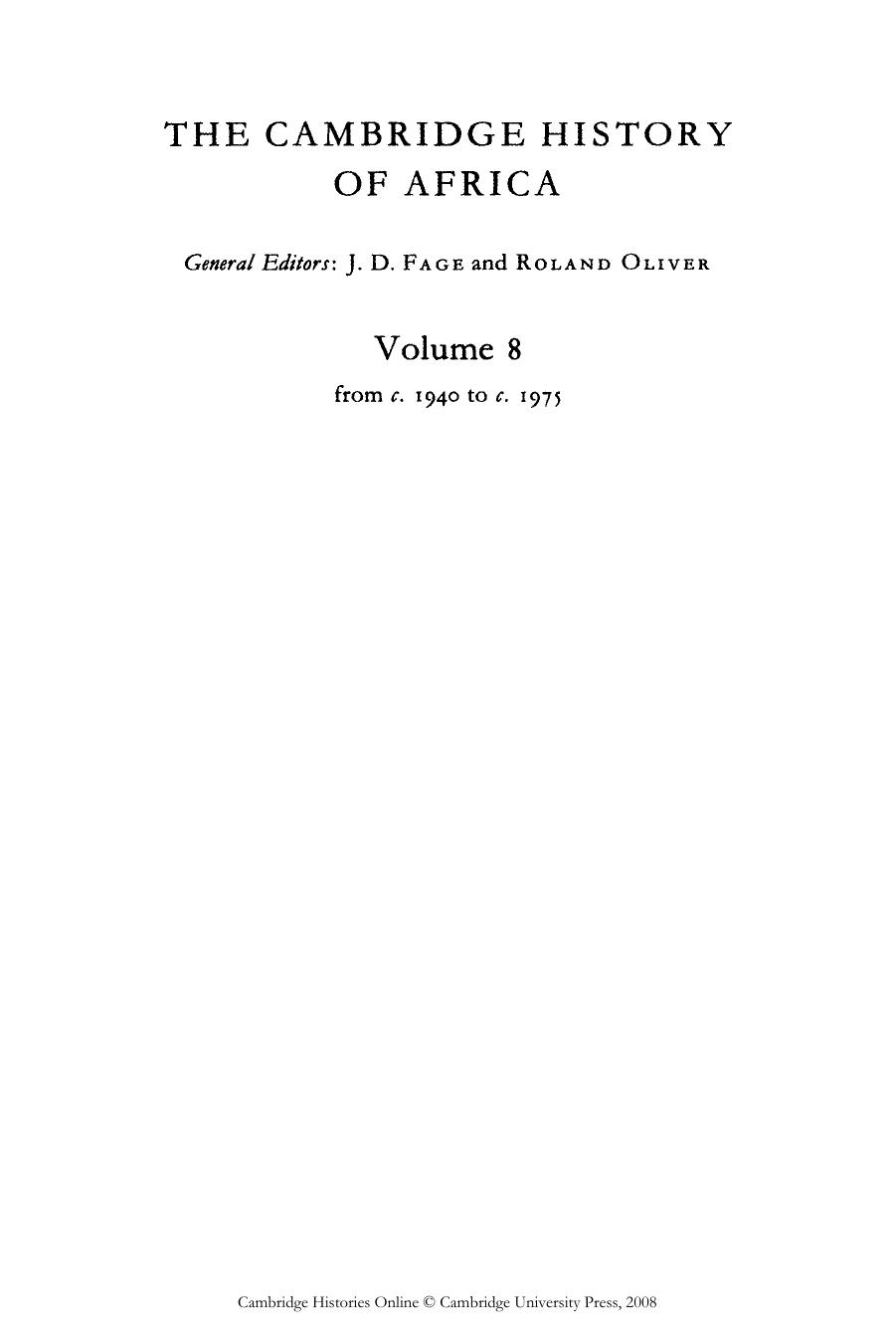The Cambridge History of Africa (1940-1975) by Fage J.D. Oliver R. (ed.)