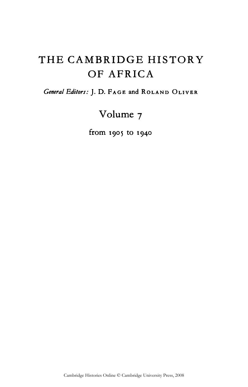 The Cambridge History of Africa by A. D. Roberts