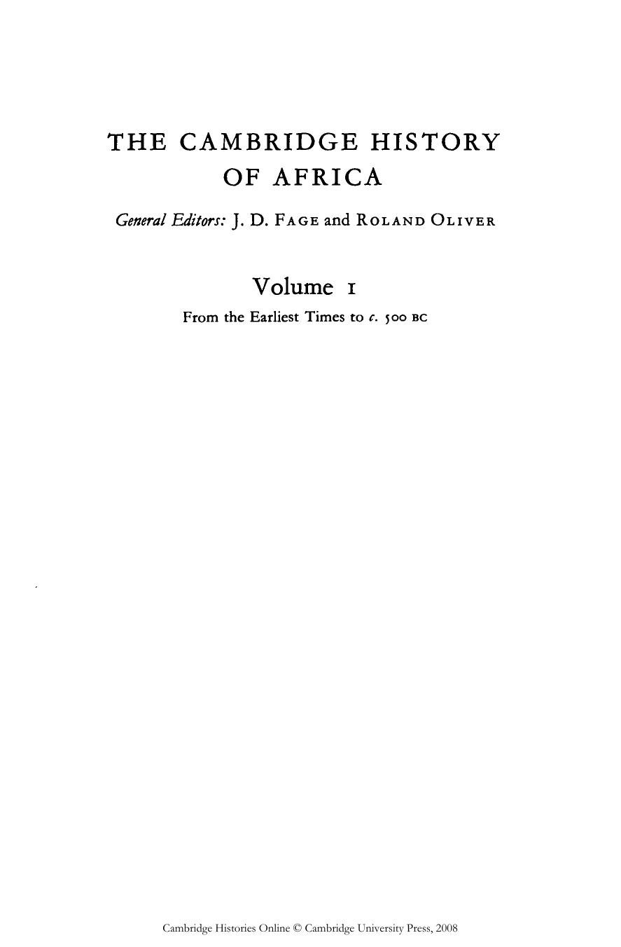 The Cambridge History of Africa, Volume 1: From the Earliest Times to c. 500 B.C. by J. Desmond Clark