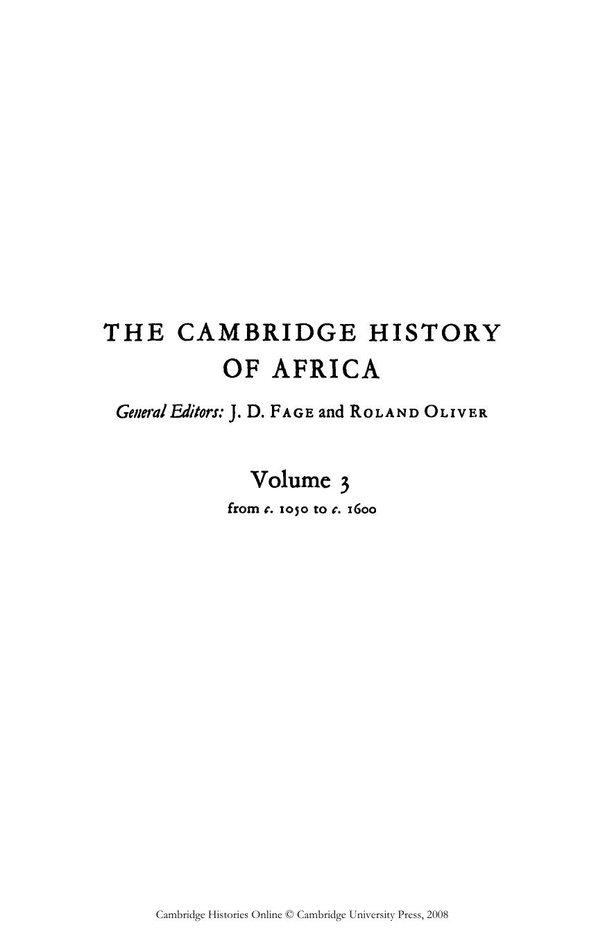 The Cambridge History of Africa, Volume 3 by Unknown