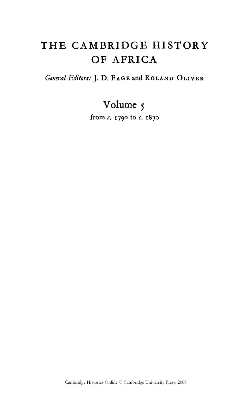 The Cambridge History of Africa, Volume 5: From c. 1790 to c. 1870 by John E. Flint