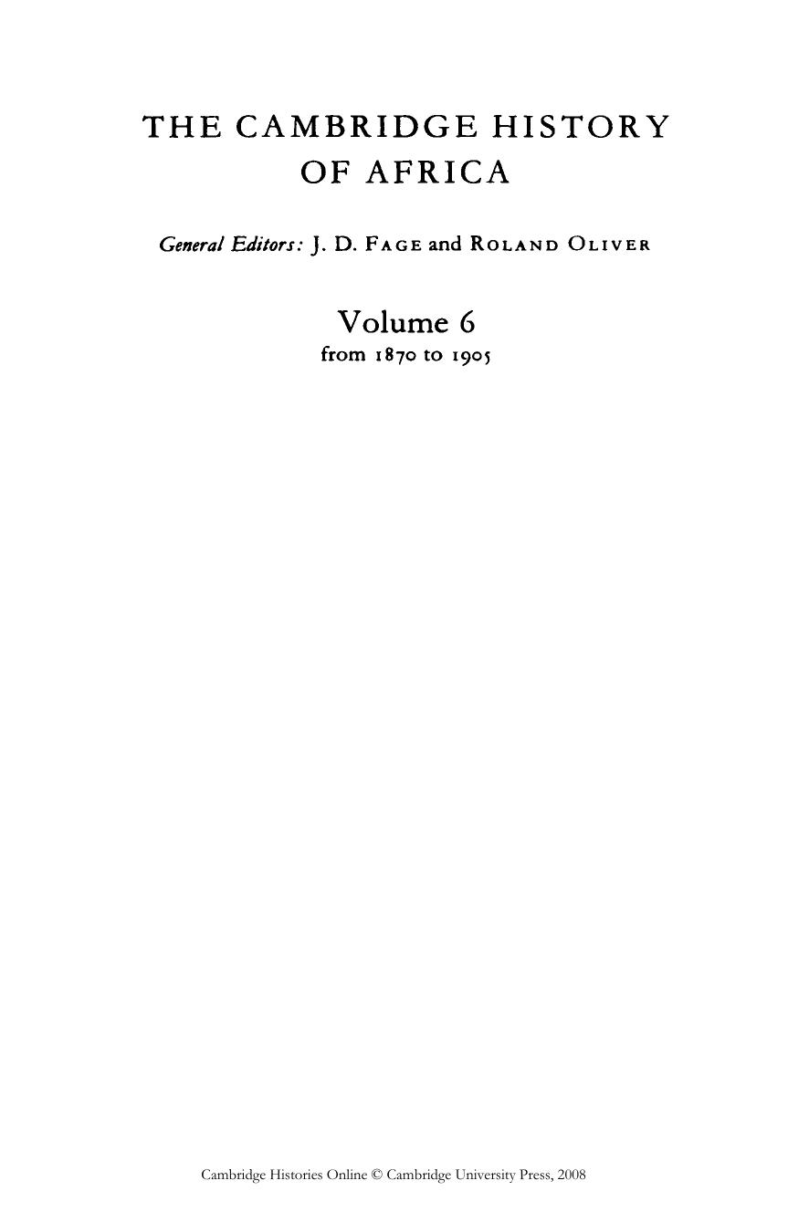 The Cambridge History of Africa, Volume 6 by Unknown
