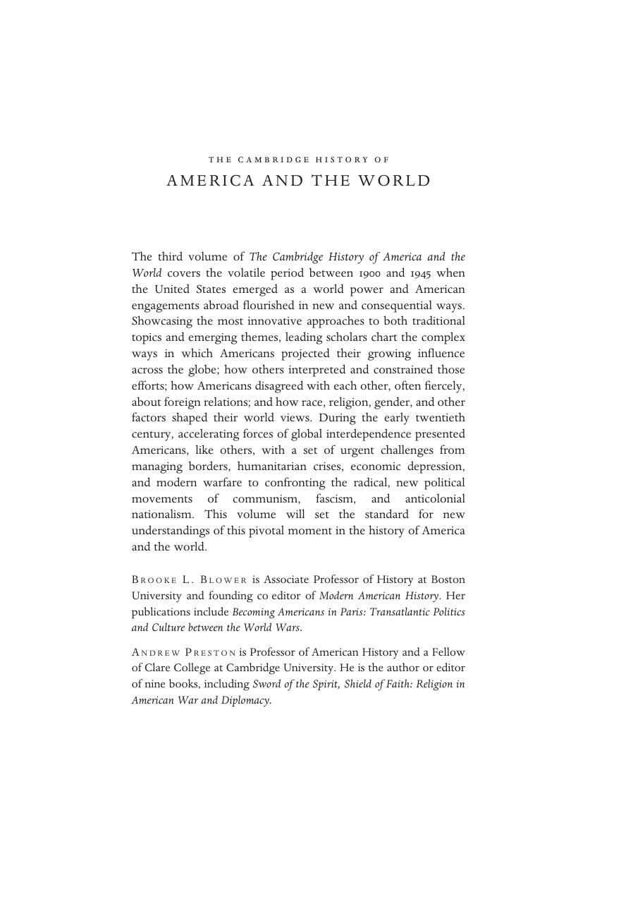 The Cambridge History of America and the World: Volume 3, 1900-1945 by Brooke L Blower; Andrew Preston
