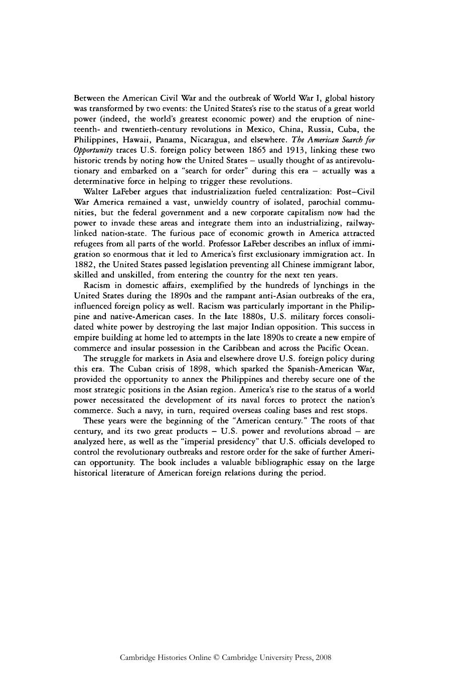 The Cambridge History of American Foreign Relations, Volume 2: The American Search for Opportunity, 1865-1913 by Walter LaFeber