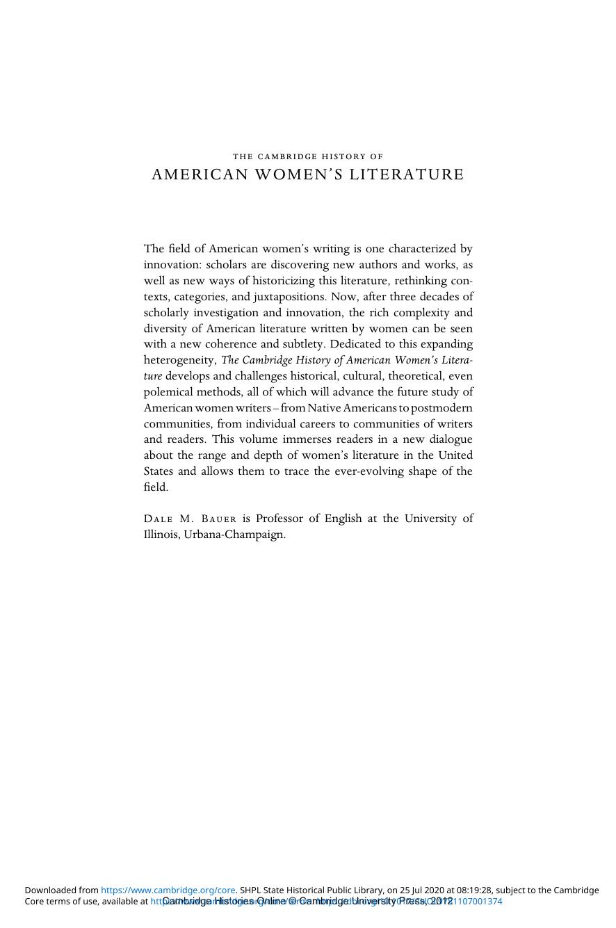 The Cambridge History of American Women's Literature by Unknown