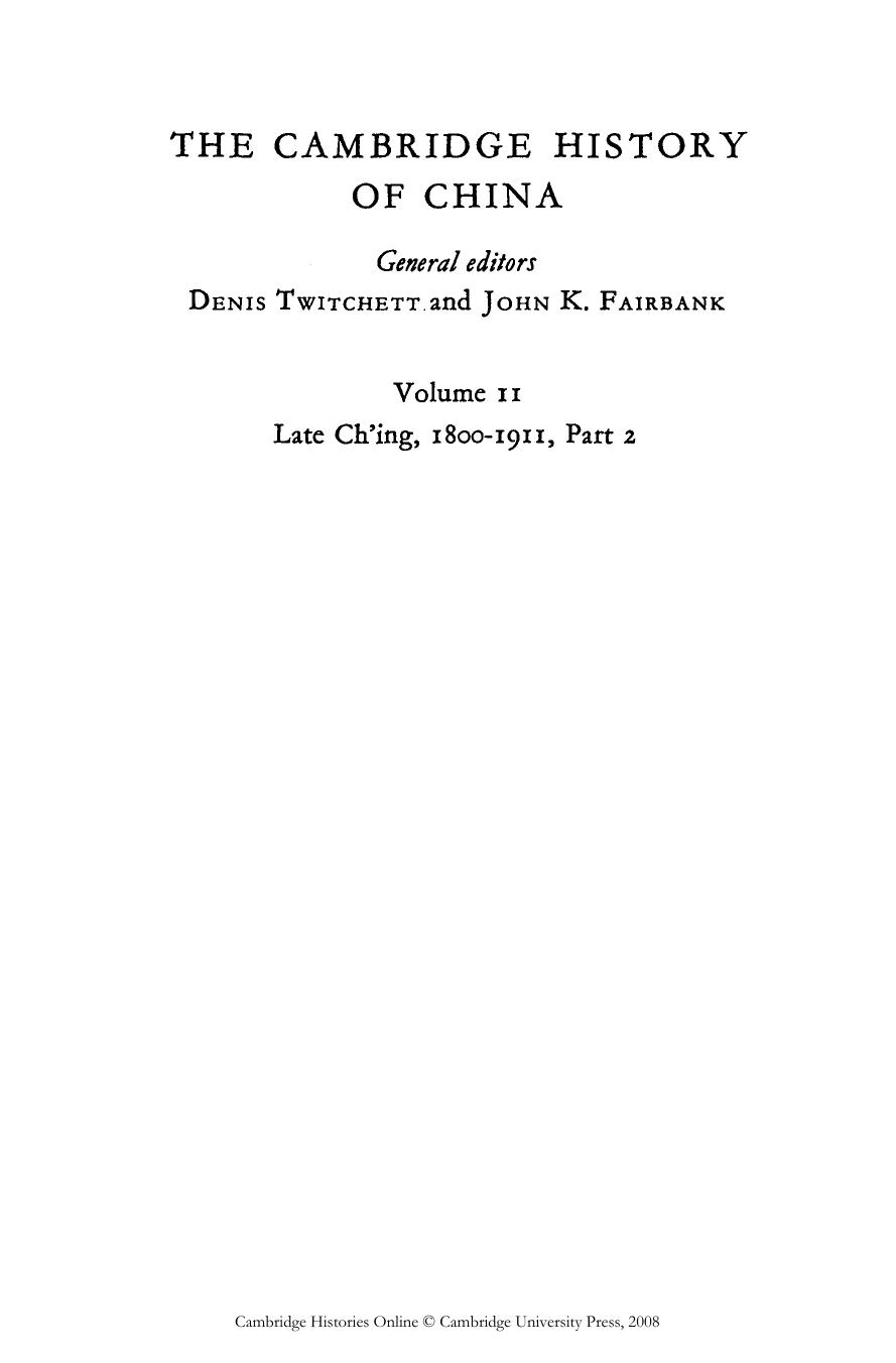 The Cambridge History of China, Volume 11, Part 2 by Unknown