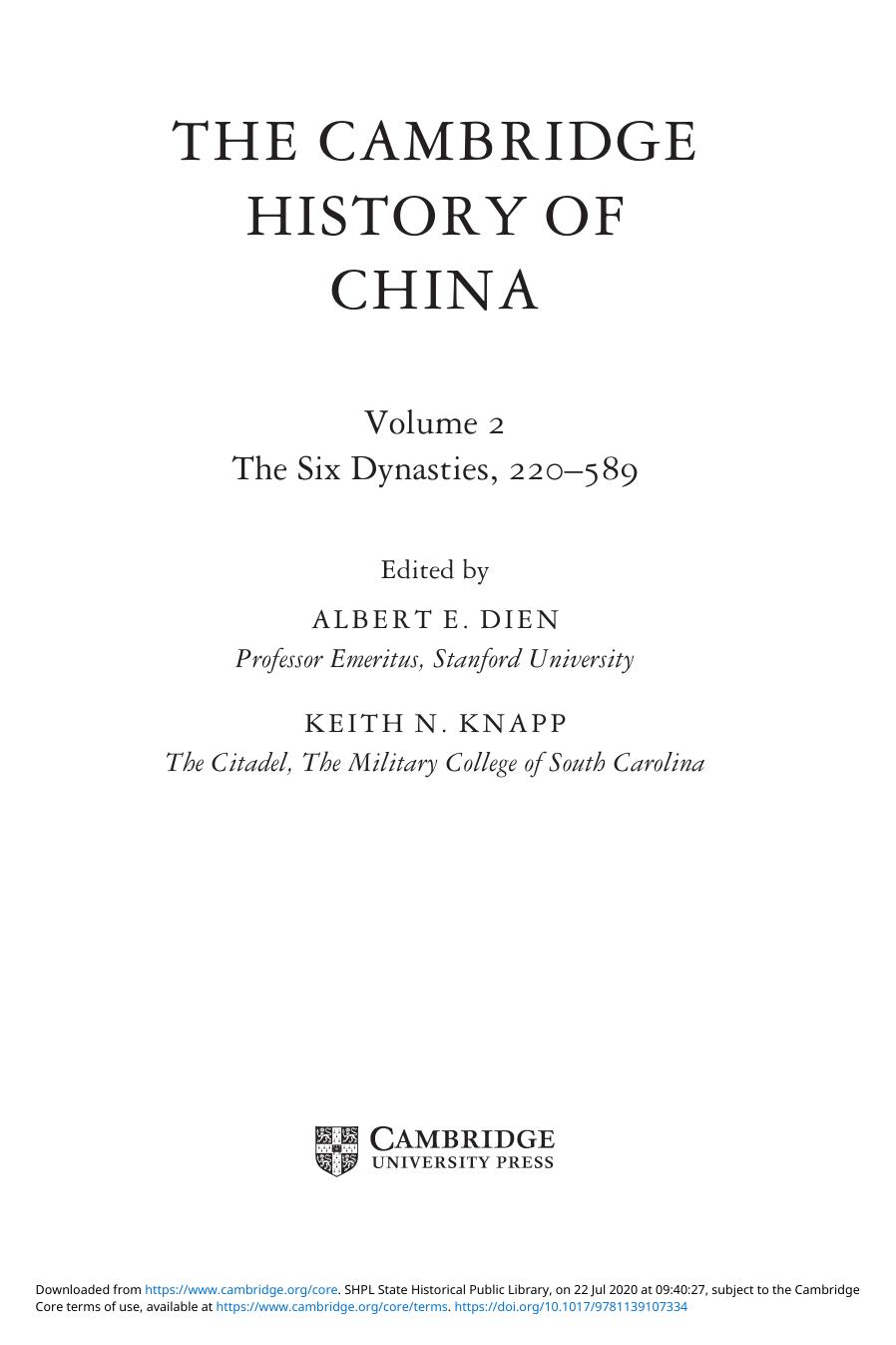 The Cambridge History of China, Volume 2 by Unknown