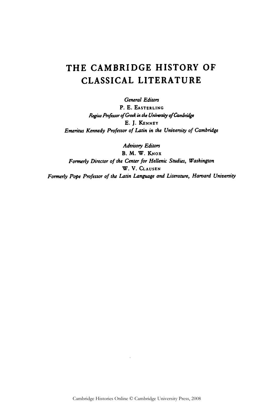 The Cambridge History of Classical Literature by Vol. 1 Greek Literature