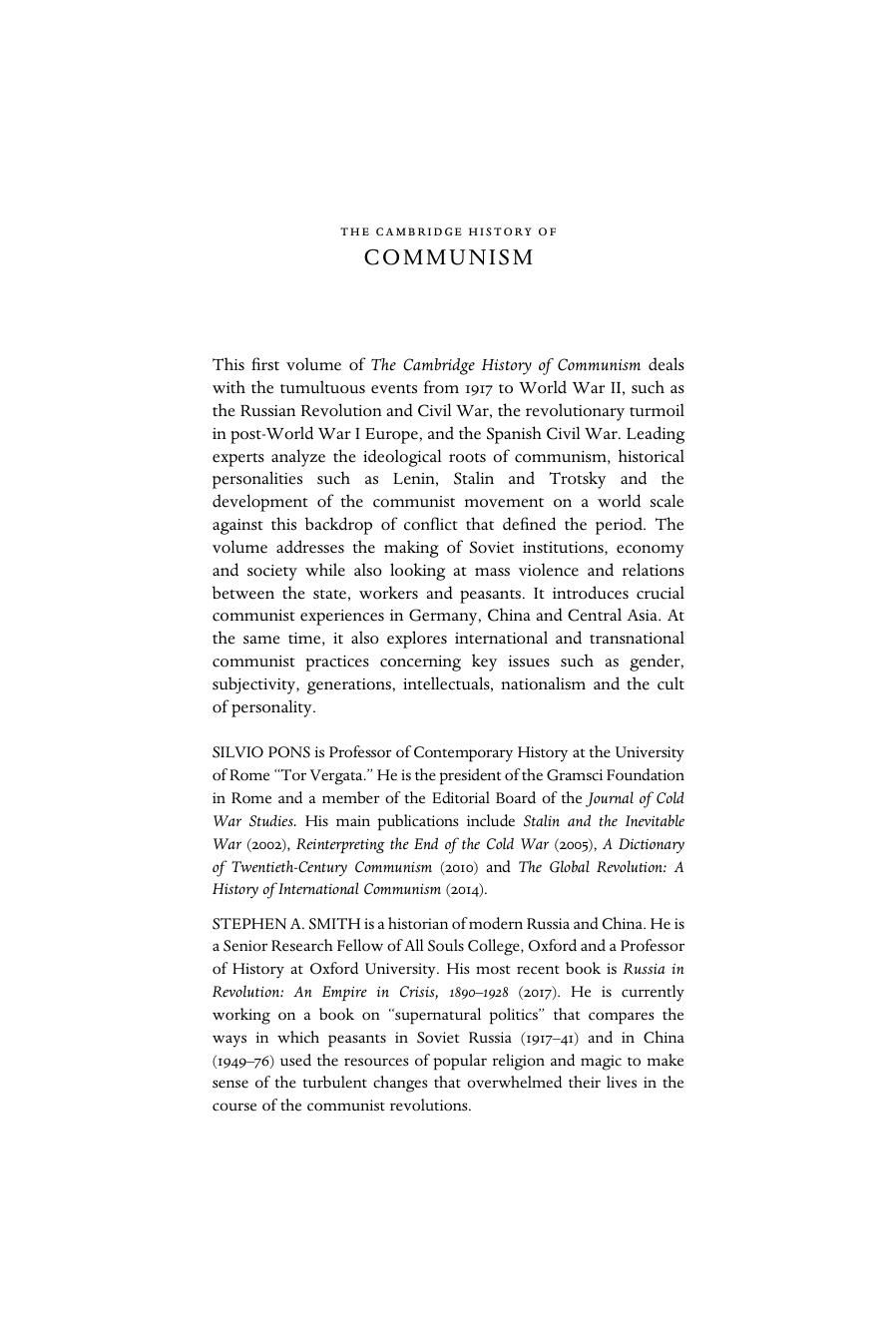 The Cambridge History of Communism by Silvio Pons Stephen A. Smith