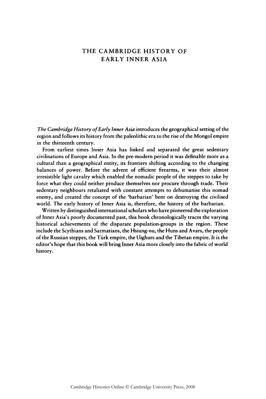 The Cambridge History of Early Inner Asia, (1990, 504, 0-521-24304-1, OCR) by Unknown