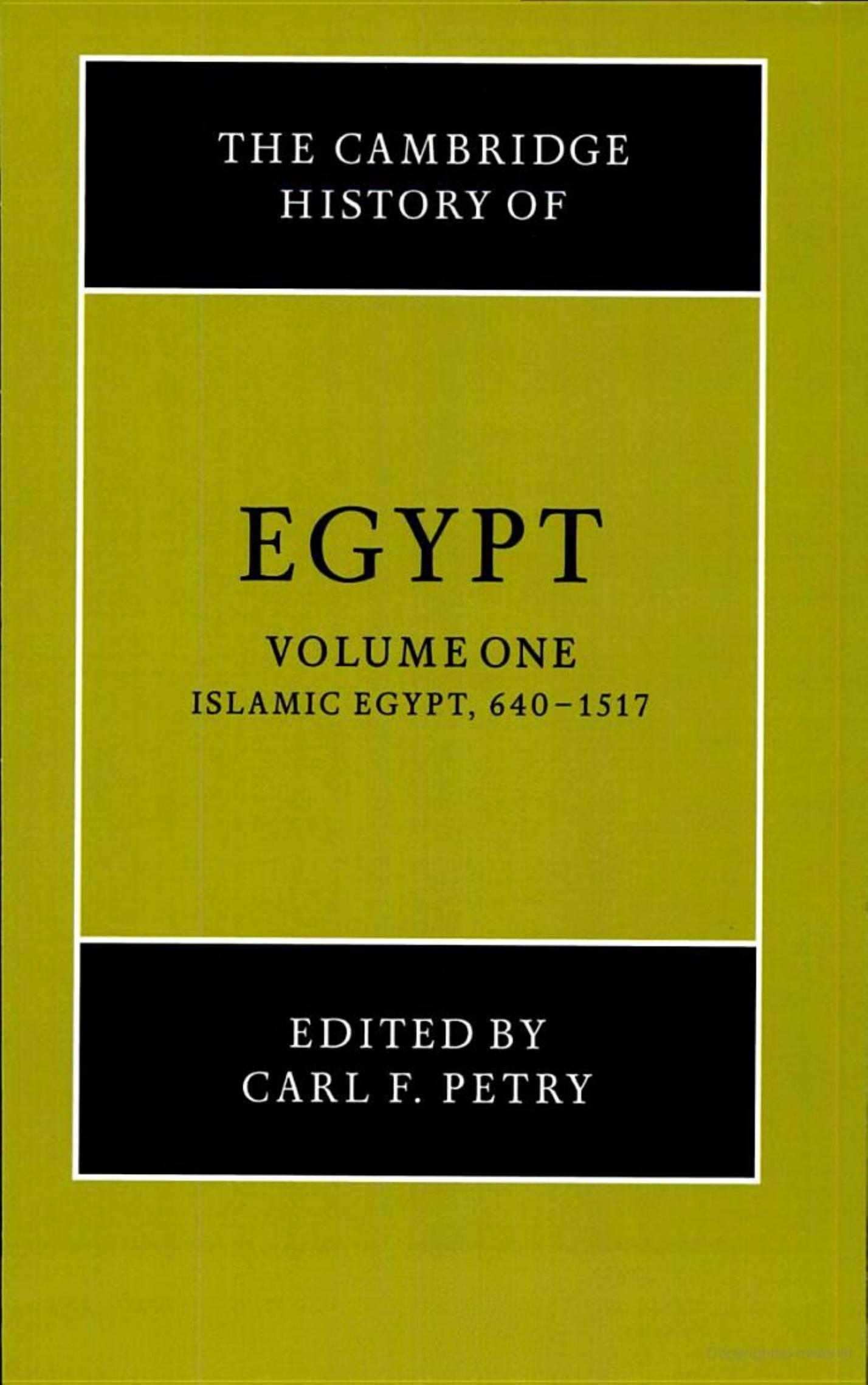 The Cambridge History of Egypt Vol 1 Islamic Egypt by Unknown